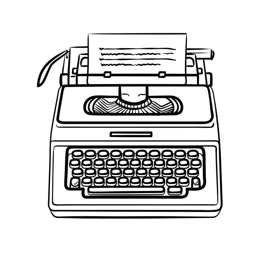 Typewriter hand drawn outline doodle icon.
