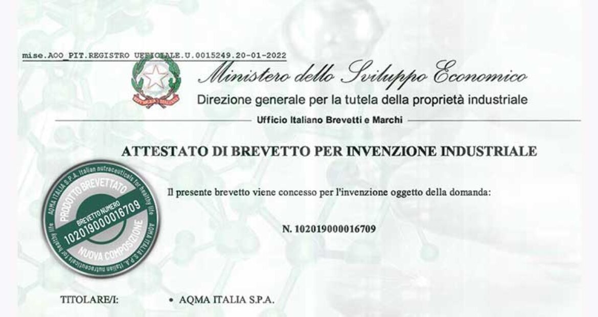 AQMA OTTIENE BREVETTO NR. 102019000016709 PER CIBIDES LIPOGEL®